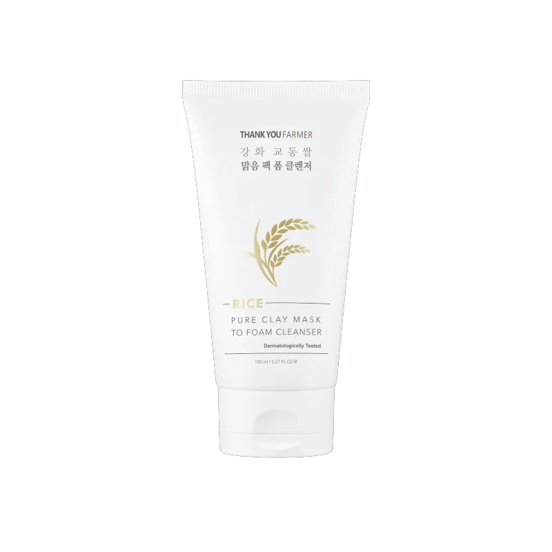 Thank You Farmer Rice Pure Clay Mask to Foam Cleanser