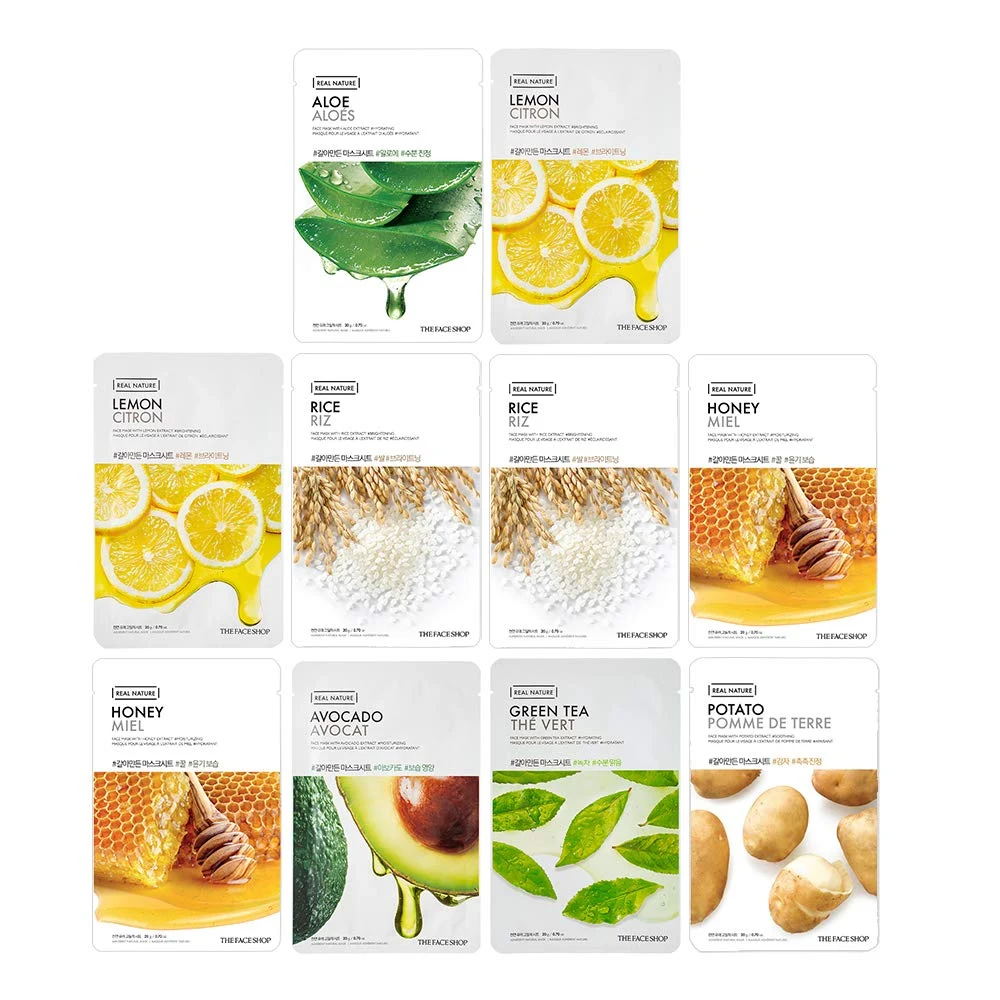 The Face Shop Real Nature Glowing Bride Masksheet Combo - Pack of 10