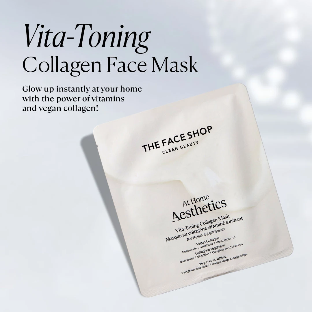 The Face Shop Vita-Toning Collagen Face Mask With Glutathione & Hyaluronic Acid 24g