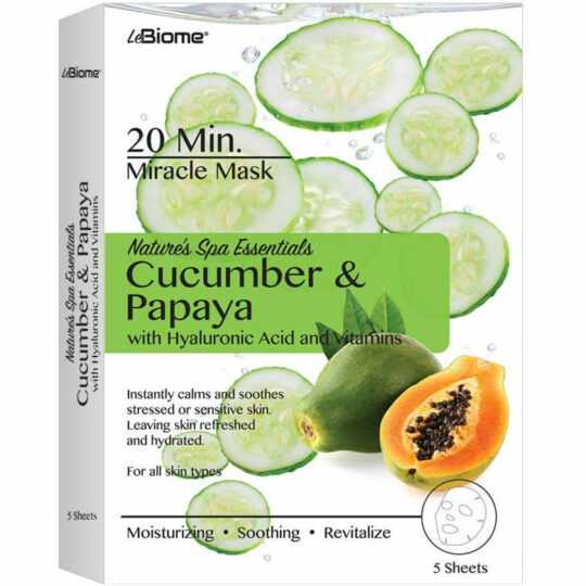 LeBiome BioMiracle's Nature's Spa Cucumber Papaya Mask (Pack of 5)